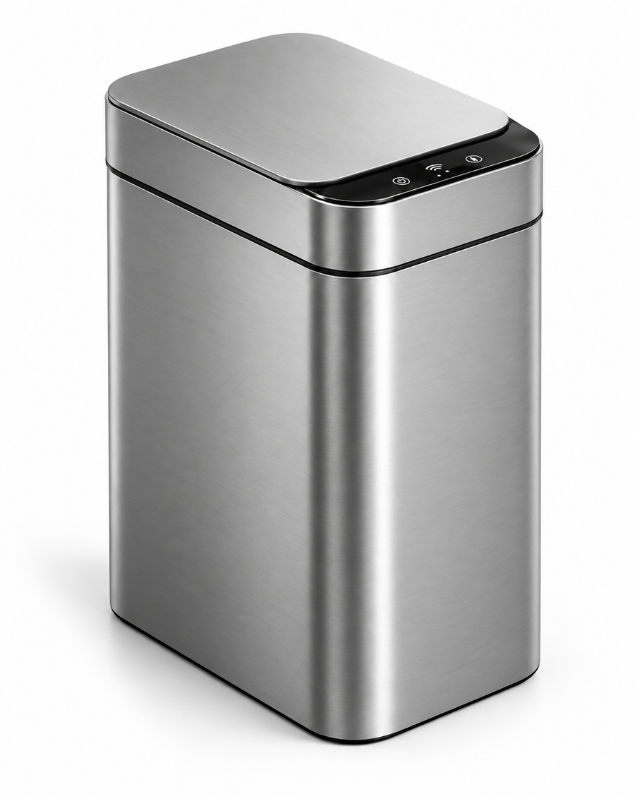 Touchless sensor trash can in silver